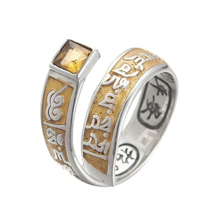 Buddha Stones Bague tibétaine ajustable en cuivre Om Mani Padme Hum, symbole de sagesse et d'ancrage - image 9