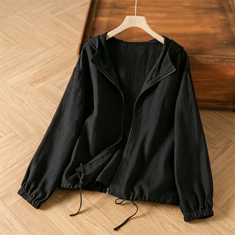Buddha Stones Vestes d'été minimalistes décontractées pour femmes, à cordon de serrage et poches. - Noir - US14, UK/AU18, EU46 (4XL) - image 1