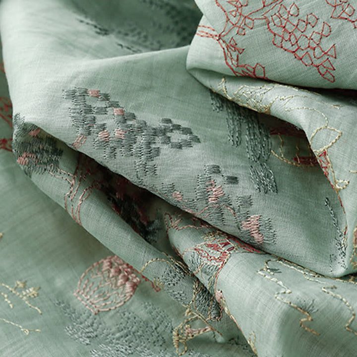 Buddha Stones Chemises à manches courtes pour femmes, style Tang, col mandarin vintage, broderie abstraite - image 7