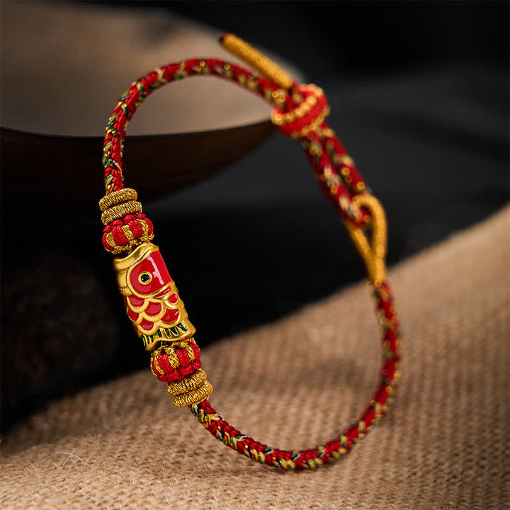 Buddha Stones Bracelet porte-bonheur en corde tressée à la main avec motif de carpes koï - image 14