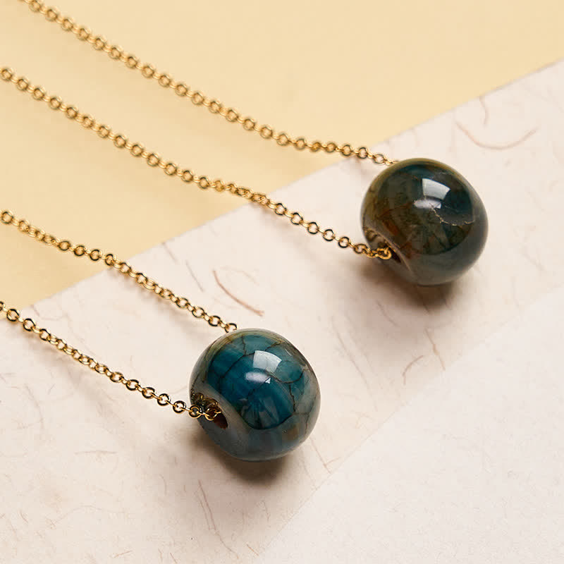 Buddha Stones Pendentif boucle de paix en agate naturelle, symbole de générosité, chaîne en cuivre et argent sterling 925 - image 2