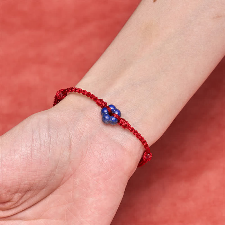 Buddha Stones Bracelet porte-bonheur en fil rouge de lapis-lazuli tissé à la main avec fleurs - image 5
