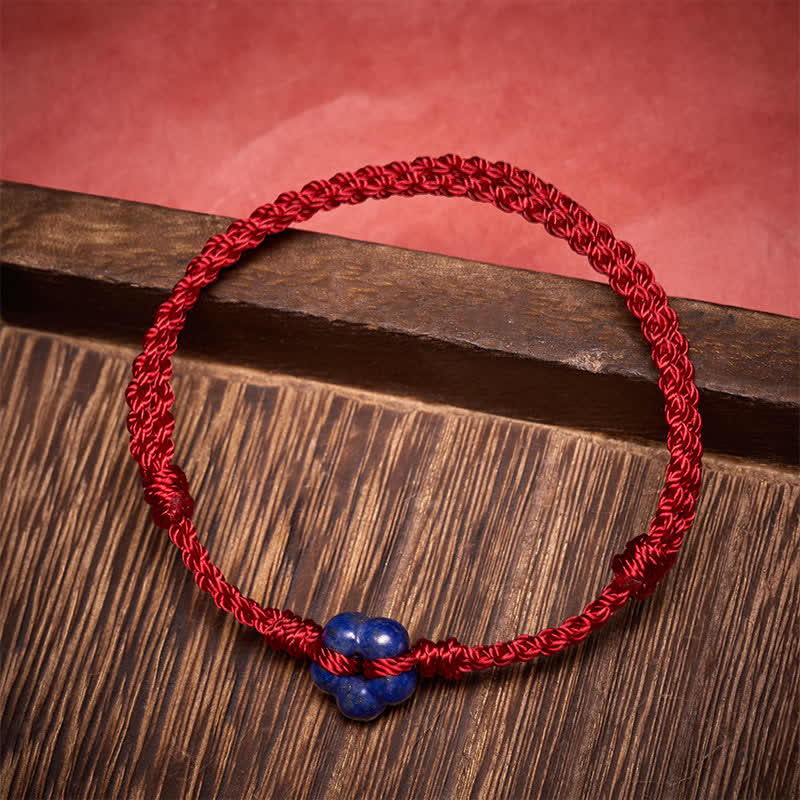 Buddha Stones Bracelet porte-bonheur en fil rouge de lapis-lazuli tissé à la main avec fleurs - image 1