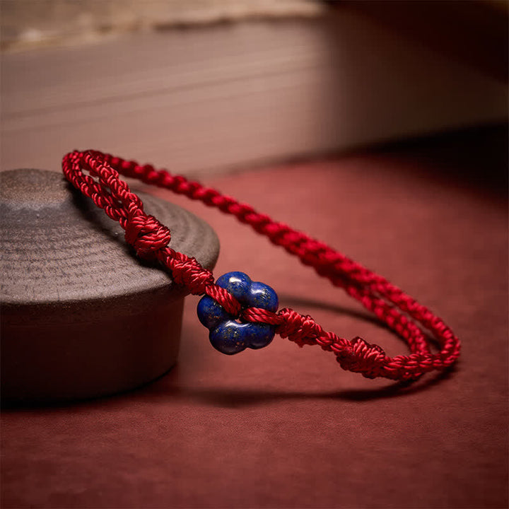 Buddha Stones Bracelet porte-bonheur en fil rouge de lapis-lazuli tissé à la main avec fleurs - image 2
