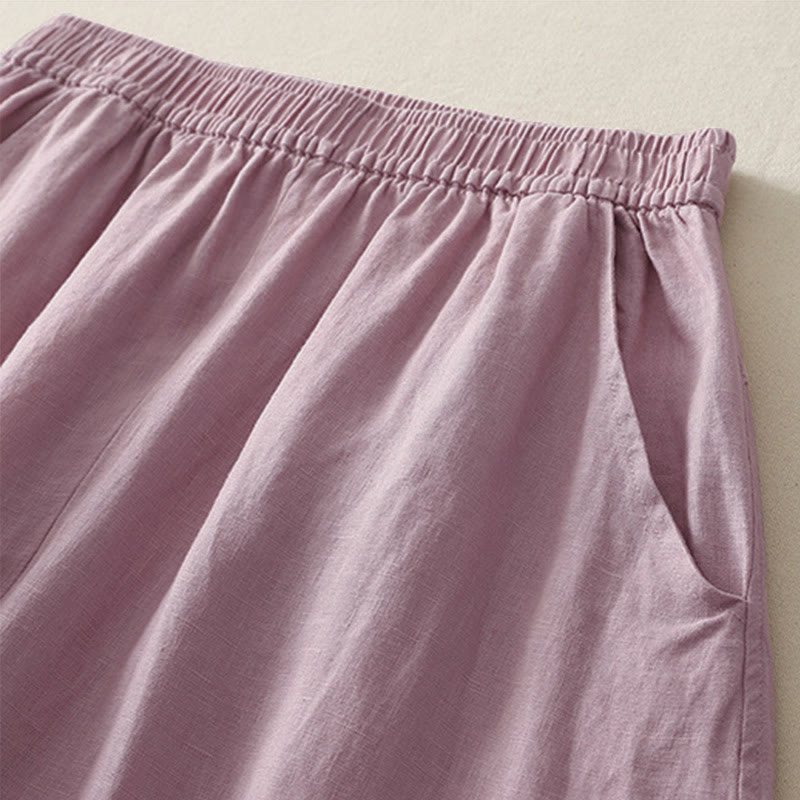 Pantalon large pour femme avec poches, couleur unie, motif Buddha Stones, idéal pour l'été. - image 9
