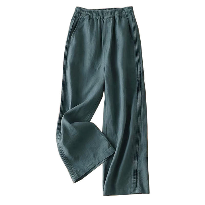 Pantalon large pour femme en rayonne, couleur unie, à plis latéraux et poches, motif Buddha Stones - image 11