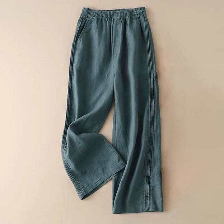 Pantalon large pour femme en rayonne, couleur unie, à plis latéraux et poches, motif Buddha Stones - Sarcelle - US14，UK/AU18，EU46 (3XL) - image 6