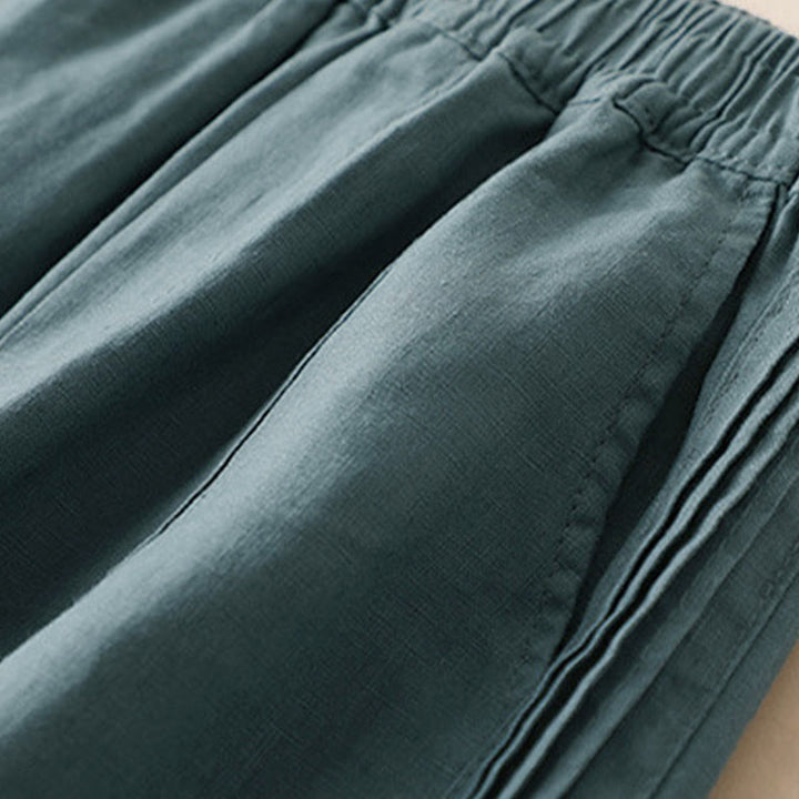 Pantalon large pour femme en rayonne, couleur unie, à plis latéraux et poches, motif Buddha Stones - image 8