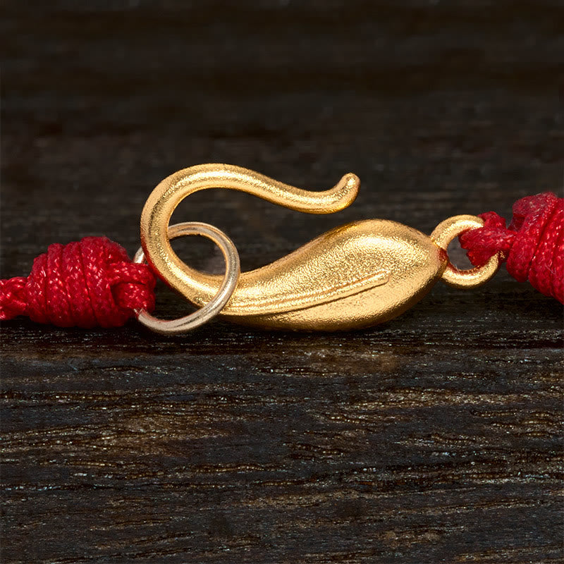 Buddha Stones Bracelet porte-bonheur Hetian Jade Peace Buckle Koi Fish Fermoir Cordon Rouge - image 5