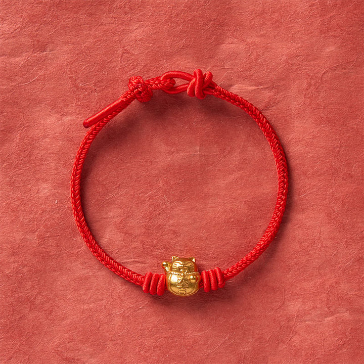 Buddha Stones Bracelet ajustable en cuivre avec fil rouge tissé à la main et chat porte-bonheur - image 12