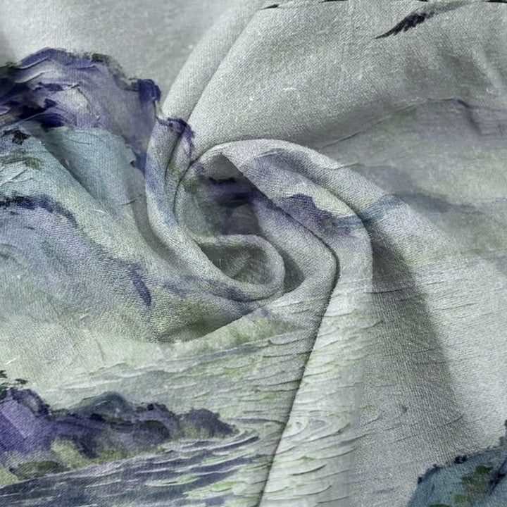 Buddha Stones Chemise à manches courtes et demi-boutonnée pour homme, en coton, à motif paysage côtier aquarelle - image 5