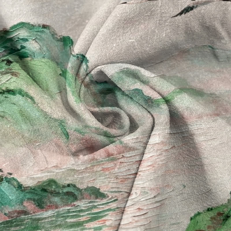 Buddha Stones Chemise à manches courtes et demi-boutonnée pour homme, en coton, à motif paysage côtier aquarelle - image 8