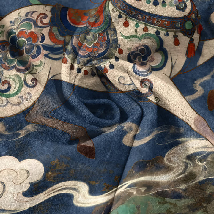 Buddha Stones Chemise à manches courtes et demi-boutonnée pour homme, en coton, à motif de cheval au galop ornemental - image 4