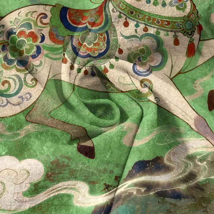 Buddha Stones Chemise à manches courtes et demi-boutonnée pour homme, en coton, à motif de cheval au galop ornemental - image 14