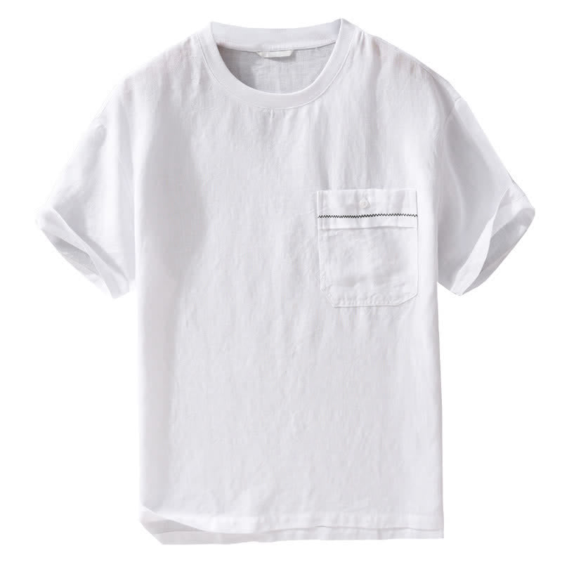 Buddha Stones T-shirts d'été minimalistes et décontractés pour hommes, à manches courtes et poches plaquées. - image 13