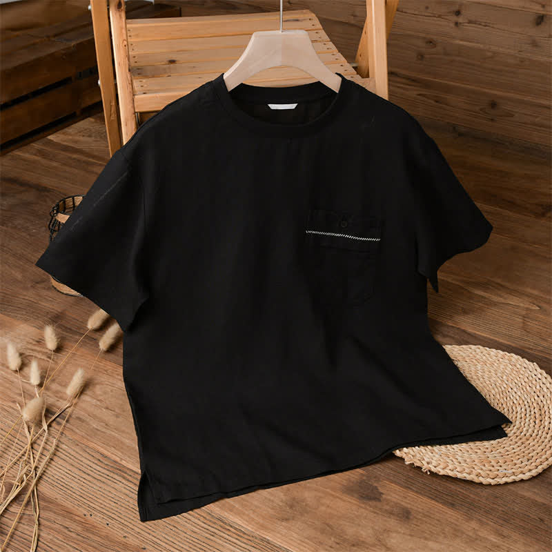 Buddha Stones T-shirts d'été minimalistes et décontractés pour hommes, à manches courtes et poches plaquées. - image 6