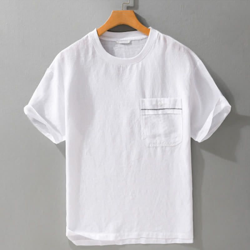 Buddha Stones T-shirts d'été minimalistes et décontractés pour hommes, à manches courtes et poches plaquées. - image 11