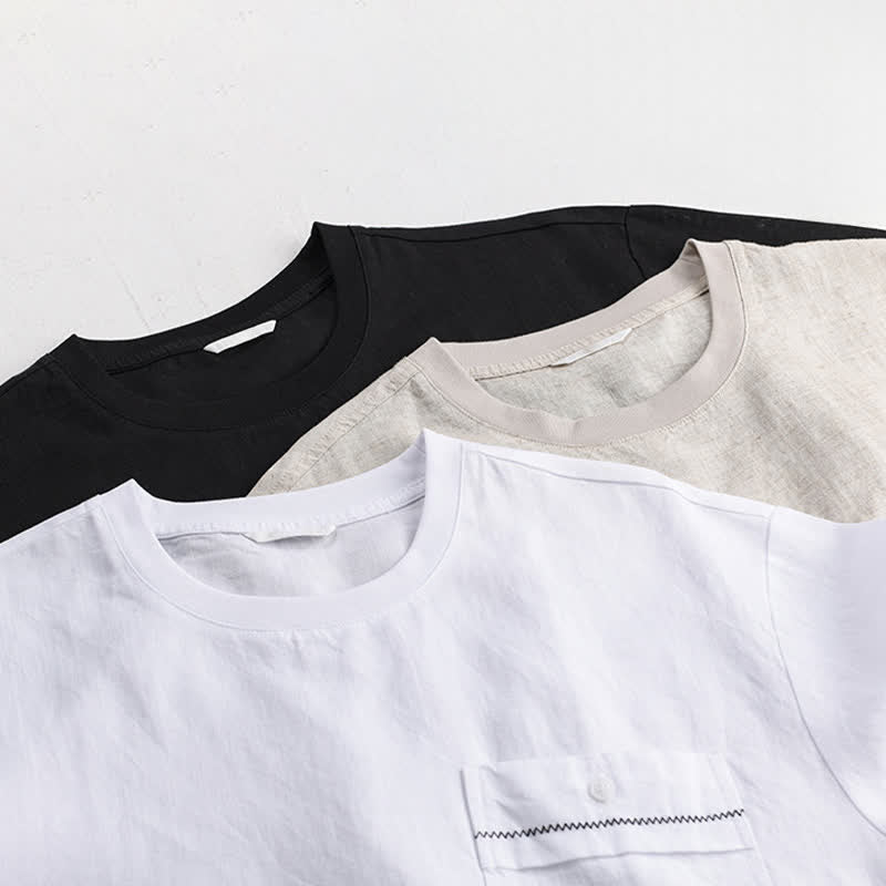 Buddha Stones T-shirts d'été minimalistes et décontractés pour hommes, à manches courtes et poches plaquées. - image 18