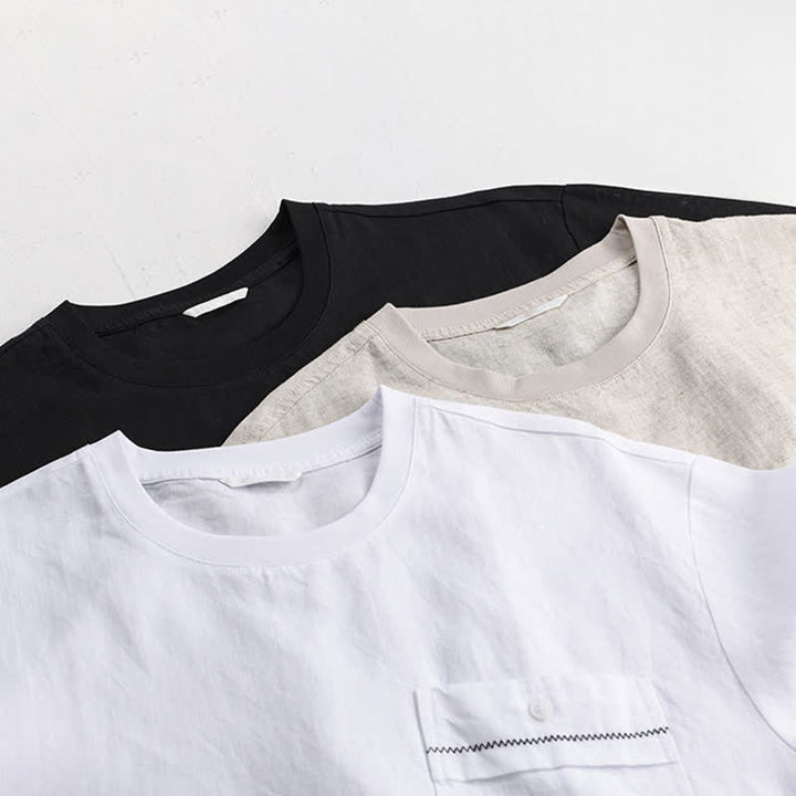 Buddha Stones T-shirts d'été minimalistes et décontractés pour hommes, à manches courtes et poches plaquées. - image 18
