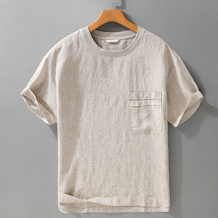 Buddha Stones T-shirts d'été minimalistes et décontractés pour hommes, à manches courtes et poches plaquées. - image 1