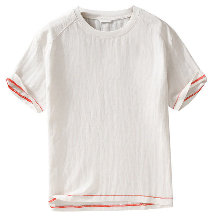 Buddha Stones T-shirts à manches courtes pour hommes, style décontracté d'été, effet vintage, délavé, unis - image 9