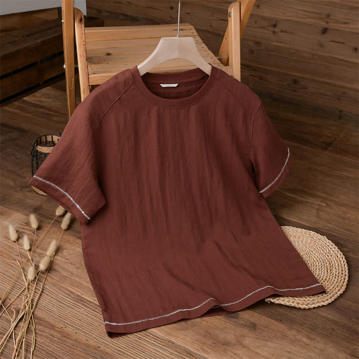 Buddha Stones T-shirts à manches courtes pour hommes, style décontracté d'été, effet vintage, délavé, unis - Bordeaux - US/UK/AU42, EU52 (3XL) - image 0