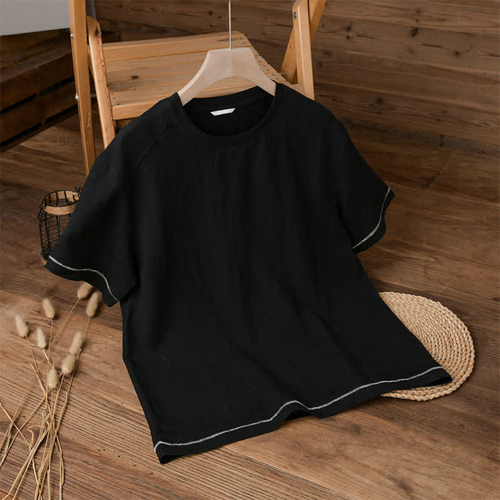 Buddha Stones T-shirts à manches courtes pour hommes, style décontracté d'été, effet vintage, délavé, unis - Noir - US/UK/AU42, EU52 (3XL) - image 3