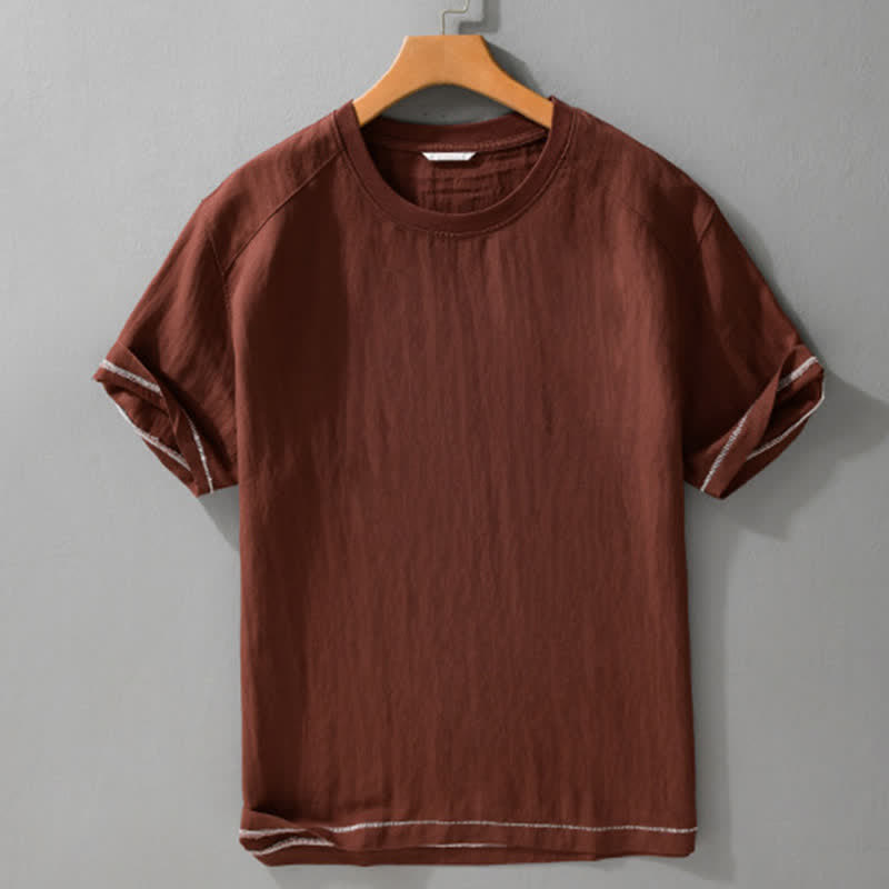Buddha Stones T-shirts à manches courtes pour hommes, style décontracté d'été, effet vintage, délavé, unis - image 1