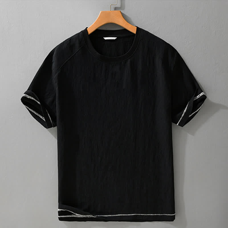Buddha Stones T-shirts à manches courtes pour hommes, style décontracté d'été, effet vintage, délavé, unis - image 4