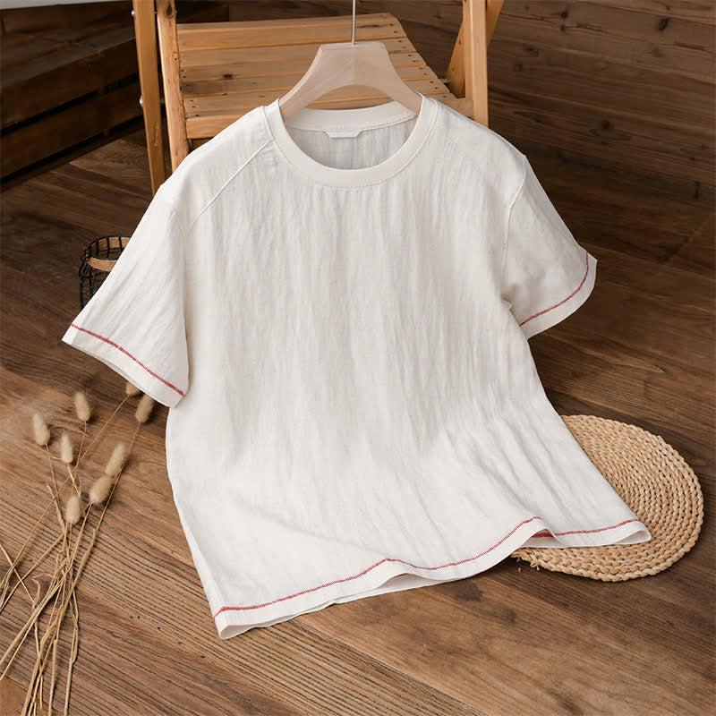 Buddha Stones T-shirts à manches courtes pour hommes, style décontracté d'été, effet vintage, délavé, unis - Blanc - US/UK/AU42, EU52 (3XL) - image 8