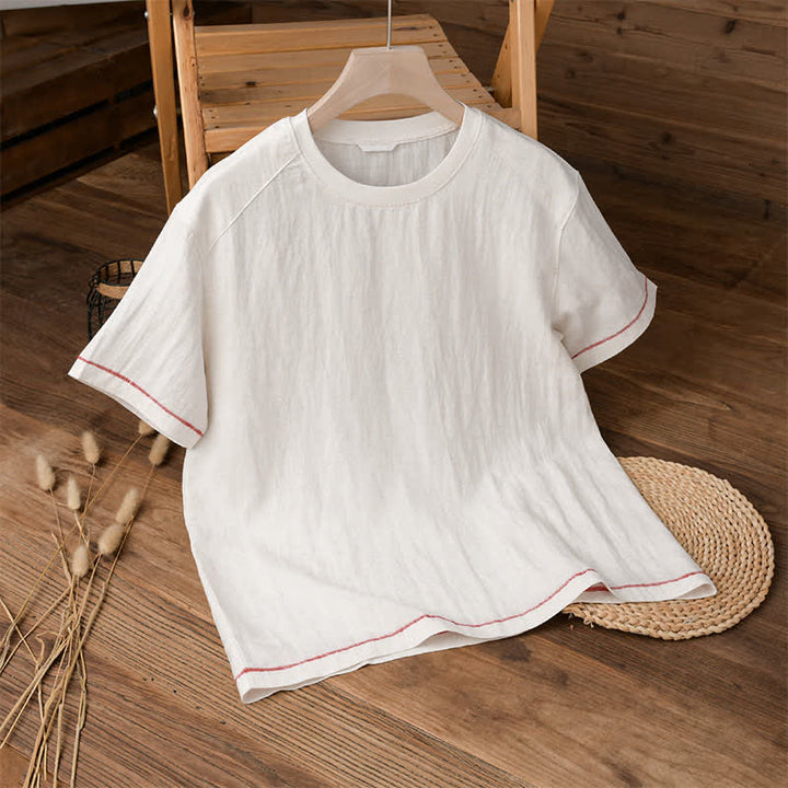 Buddha Stones T-shirts à manches courtes pour hommes, style décontracté d'été, effet vintage, délavé, unis - Blanc - US/UK/AU42, EU52 (3XL) - image 8