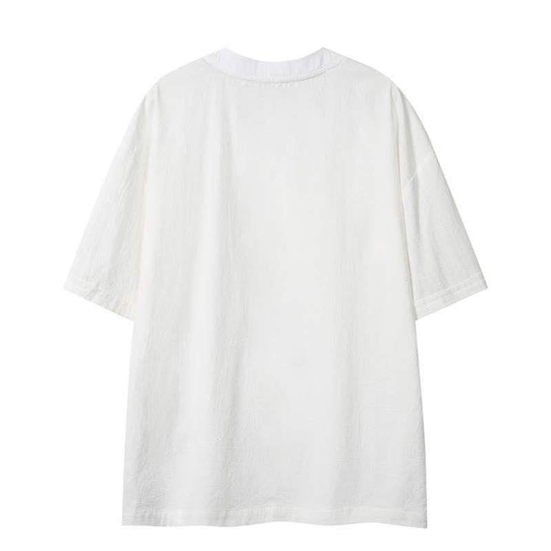 Buddha Stones T-shirts d'été décontractés de style bohème avec cordon de serrage, manches courtes, unis, pour hommes - image 15