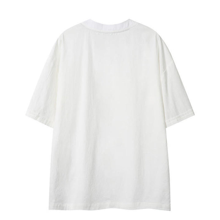 Buddha Stones T-shirts d'été décontractés de style bohème avec cordon de serrage, manches courtes, unis, pour hommes - image 15