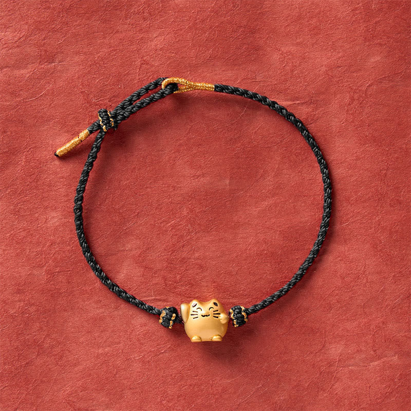 Buddha Stones Bracelet énergétique de protection en cuivre avec fil rouge et chat porte-bonheur - image 14