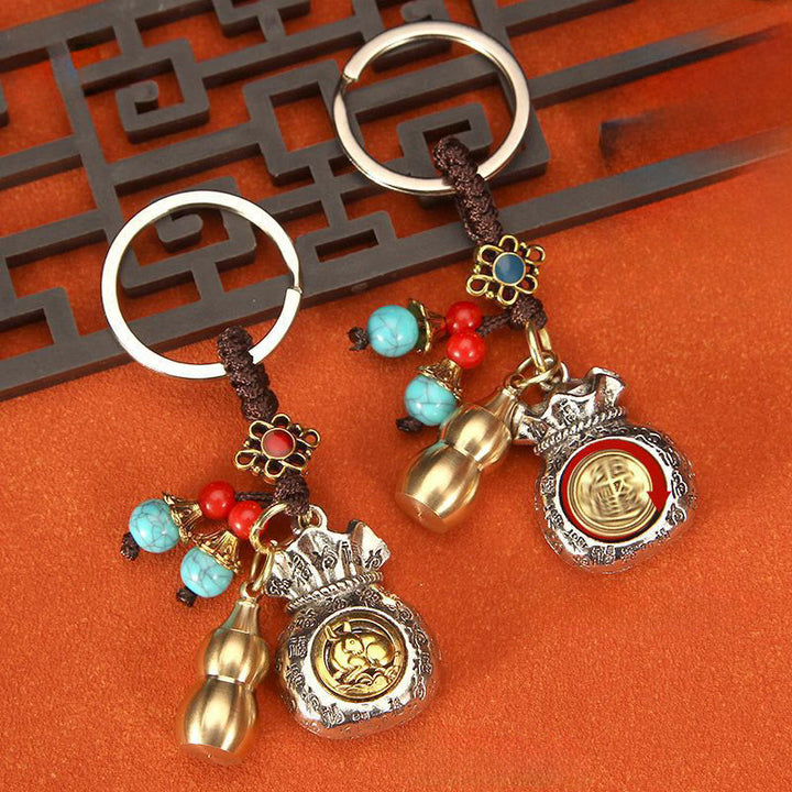 Buddha Stones Porte-clés tressés en forme de sac de fortune rotatif du zodiaque chinois - image 9