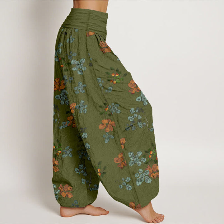 Buddha Stones Pantalon harem à taille élastique pour femme, en coton à motif de fleurs d'oranger et de feuilles de menthe - image 6