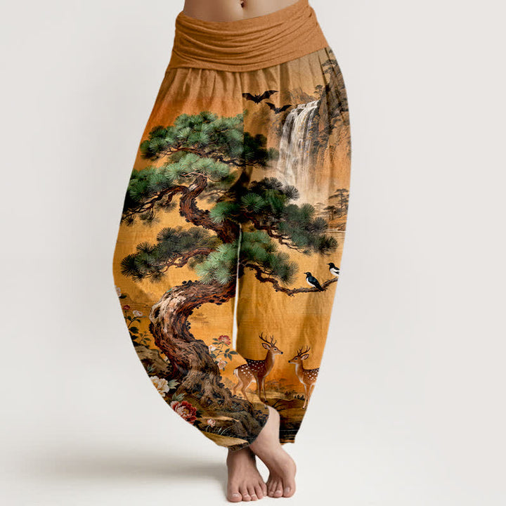 Buddha Stones Pantalon harem à taille élastique pour femme, motif cerf et pin de Cotton Mountain - Pérou - US16，UK/AU20，EU48 (3XL) - image 8