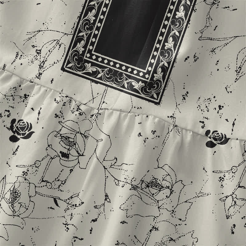 Buddha Stones Robe midi d'été décontractée pour femme, à motif floral vintage et sans manches, avec poches - image 1