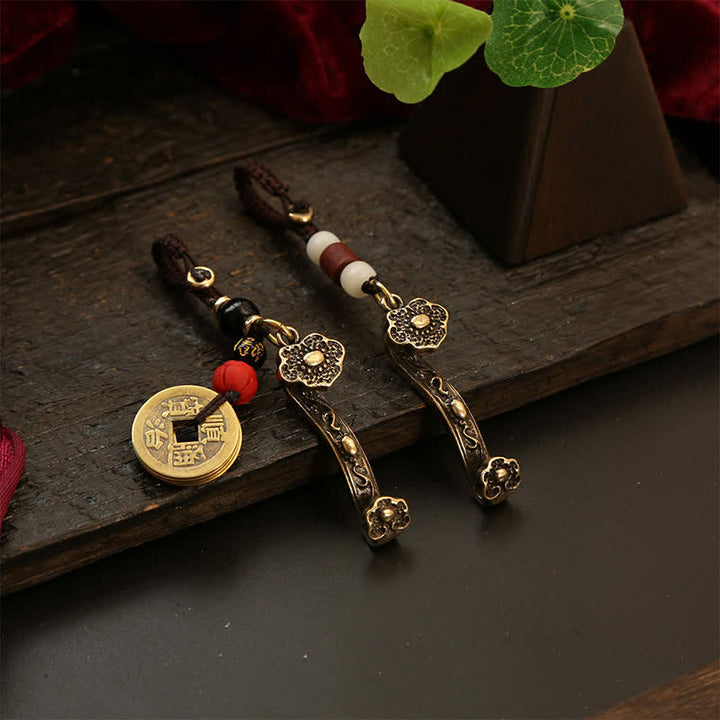 Buddha Stones Porte-clés en cuivre Pi Xiu, pièce chinoise Ruyi Lotus, symbole de richesse - image 17