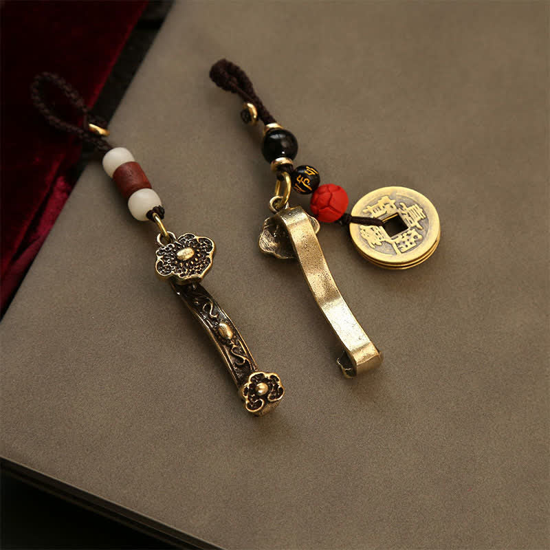 Buddha Stones Porte-clés en cuivre Pi Xiu, pièce chinoise Ruyi Lotus, symbole de richesse - image 20