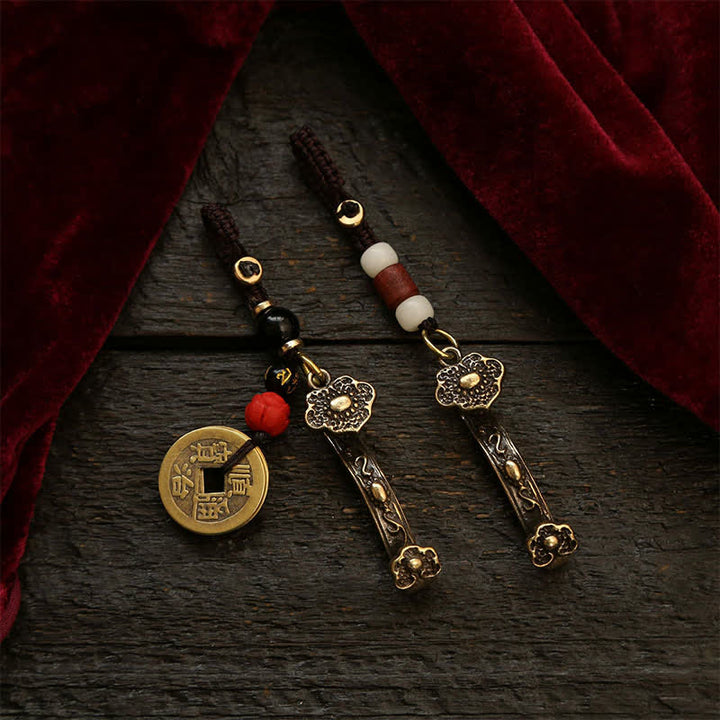 Buddha Stones Porte-clés en cuivre Pi Xiu, pièce chinoise Ruyi Lotus, symbole de richesse - image 9