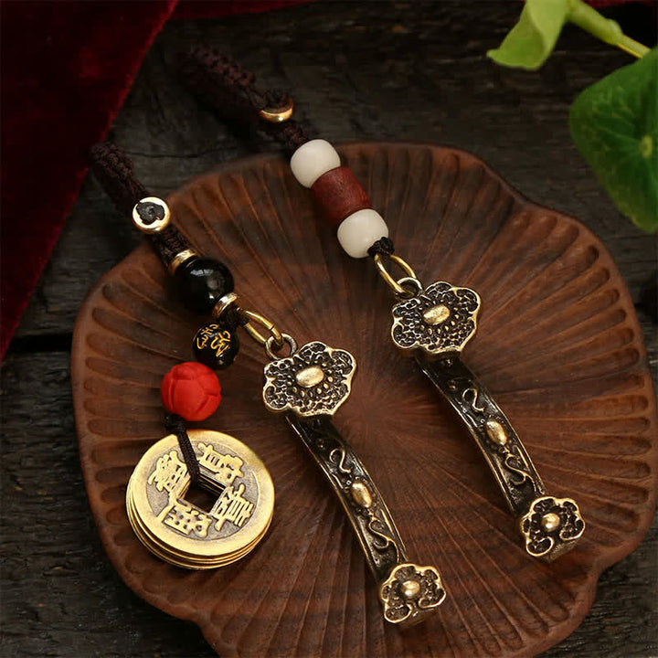 Buddha Stones Porte-clés en cuivre Pi Xiu, pièce chinoise Ruyi Lotus, symbole de richesse - image 18