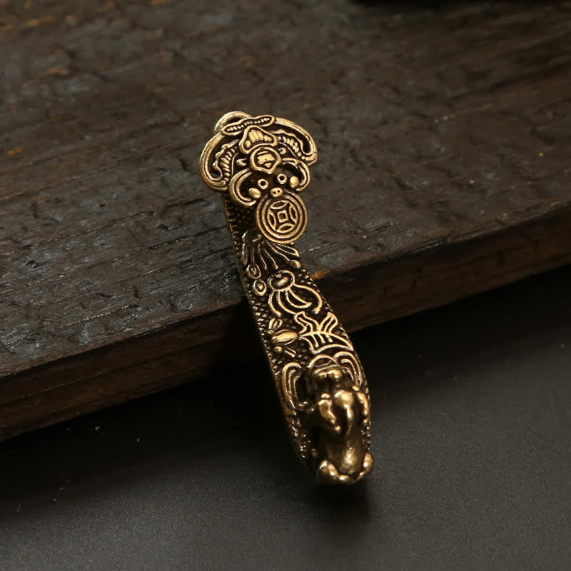 Buddha Stones Porte-clés en cuivre Pi Xiu, pièce chinoise Ruyi Lotus, symbole de richesse - image 24