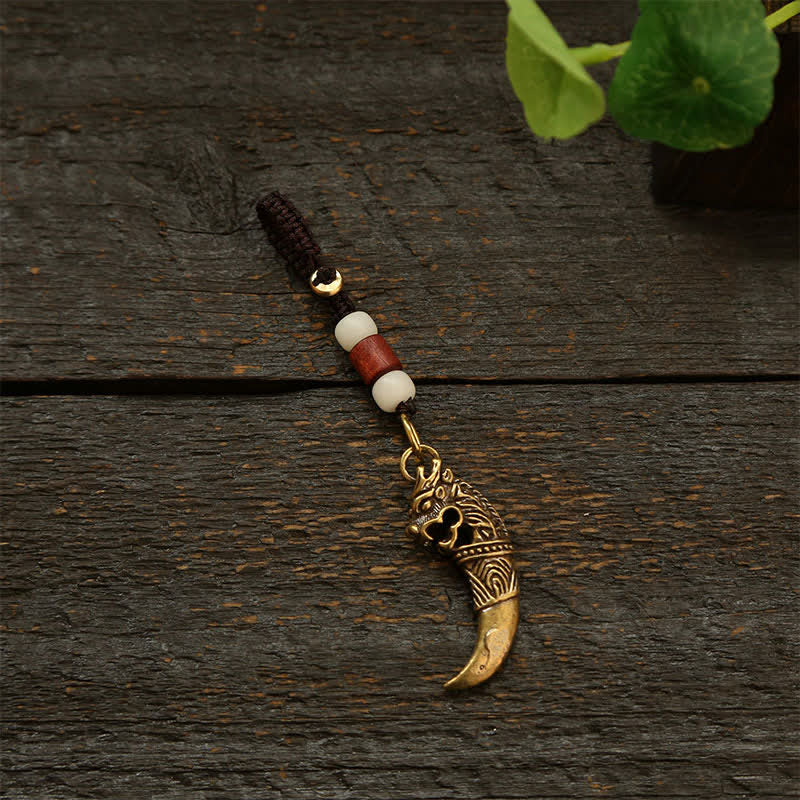 Buddha Stones Porte-clés en forme de gourde tressée en cuivre Pi Xiu, ornée de cinq pièces impériales - Cordon de perles blanches - image 10