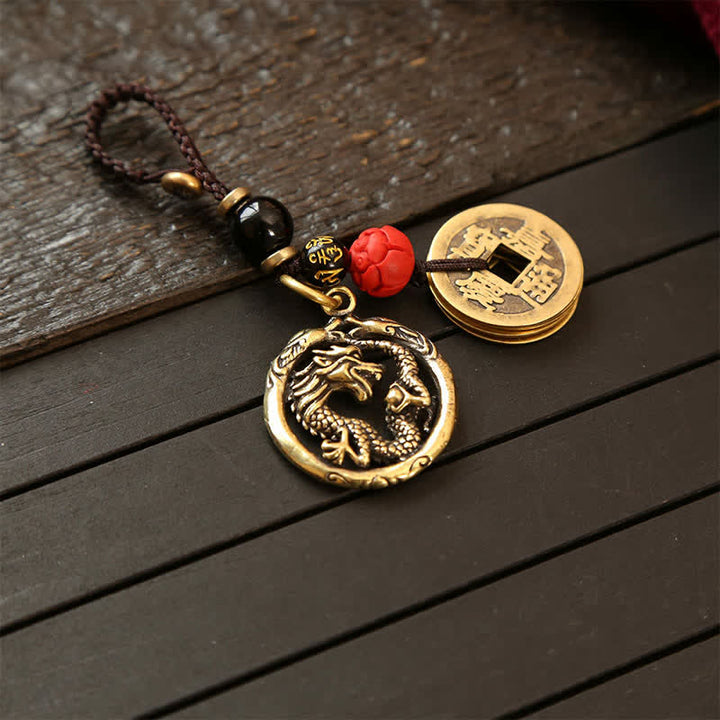 Buddha Stones Porte-clés ronds tressés Dragon de cuivre Richesse - image 10