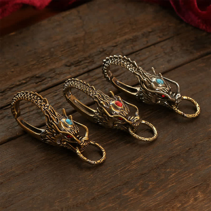 Buddha Stones Porte-clés de sécurité en laiton avec cadenas Dragon - image 11