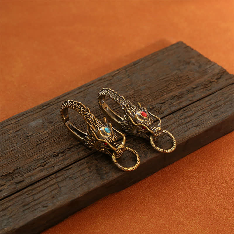 Buddha Stones Porte-clés de sécurité en laiton avec cadenas Dragon - image 4