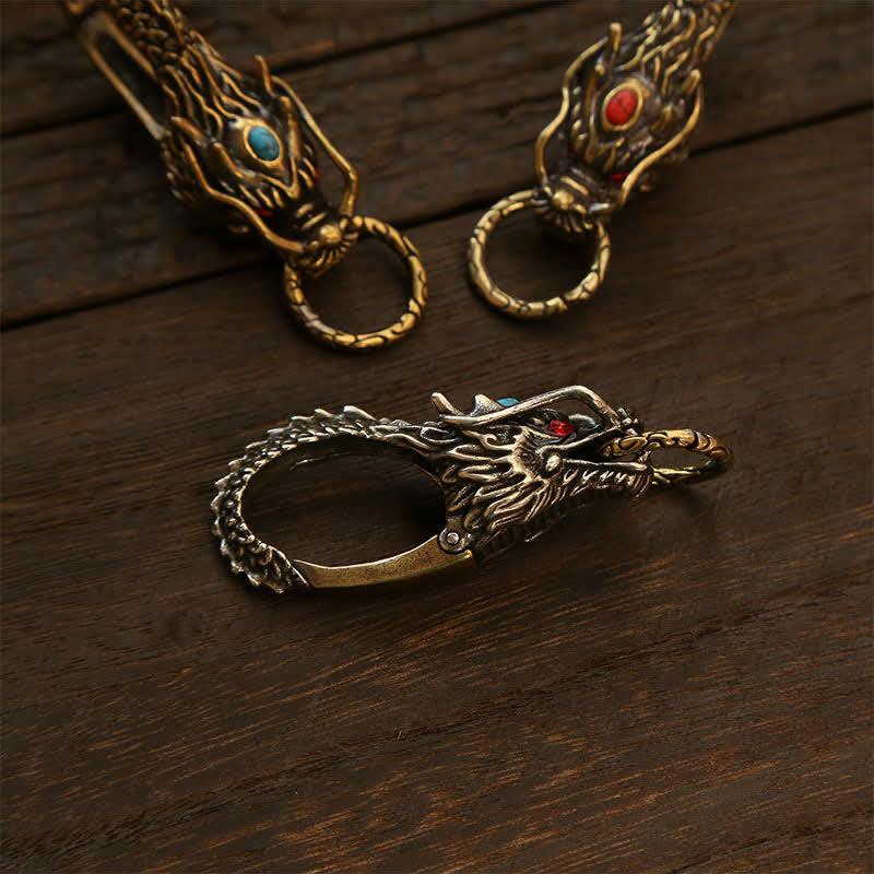 Buddha Stones Porte-clés de sécurité en laiton avec cadenas Dragon - image 13