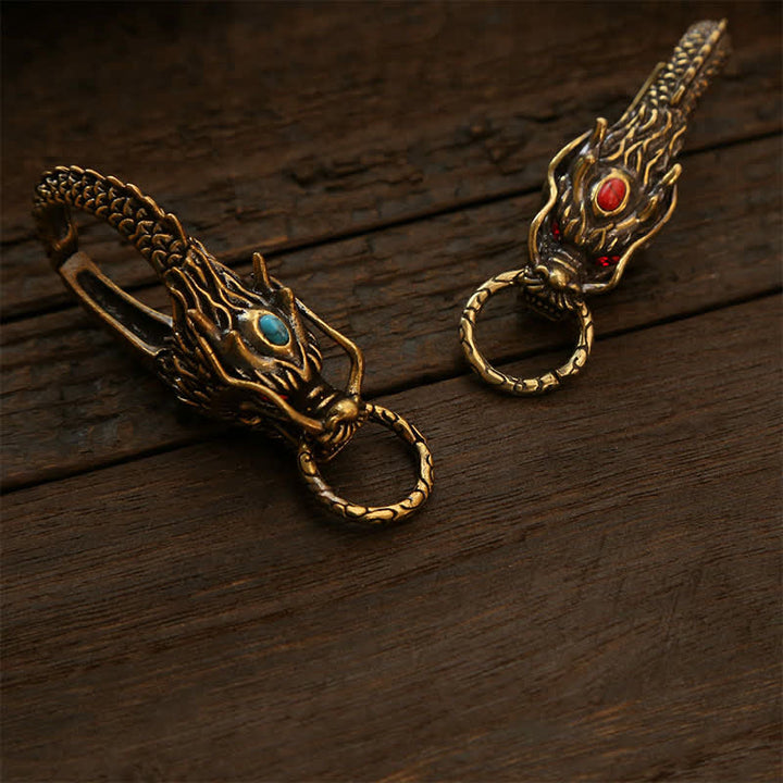 Buddha Stones Porte-clés de sécurité en laiton avec cadenas Dragon - image 9