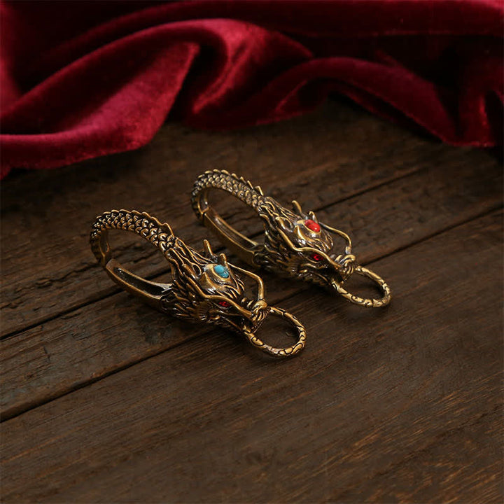 Buddha Stones Porte-clés de sécurité en laiton avec cadenas Dragon - image 3